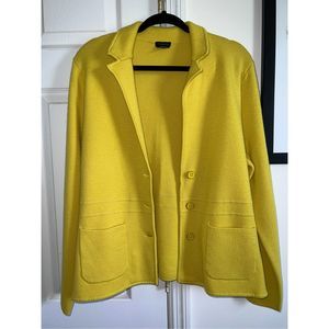 Talbots Lime Green Wool Sweater Cardigan